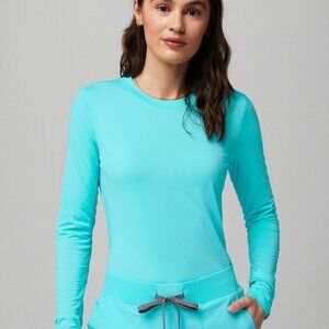 Fabletics | Scrub Set Seaside Blue Top Black Joggers – Size Medium Tall